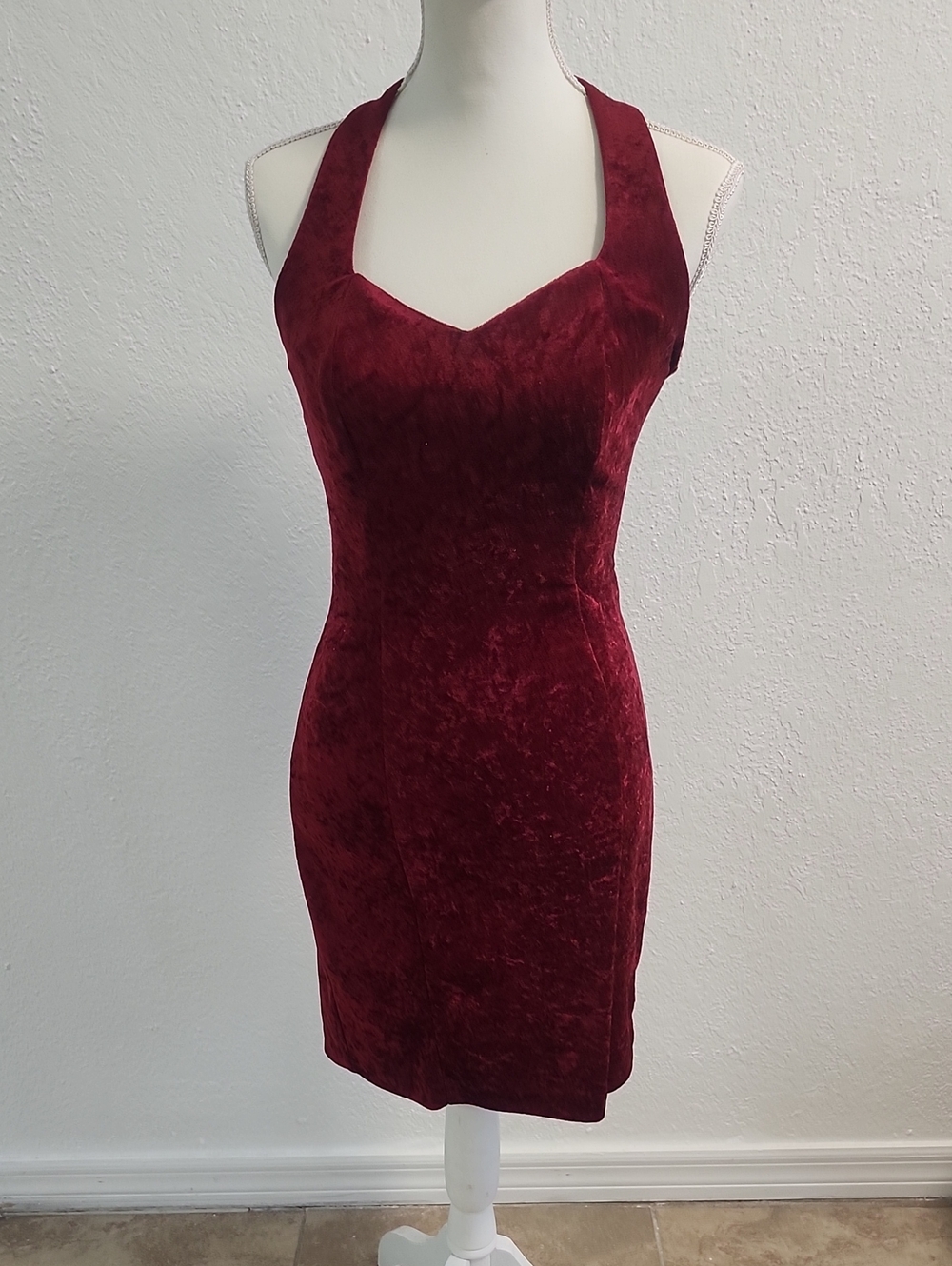 All That Jazz Vtg Red Velvet Halter Mini Dress